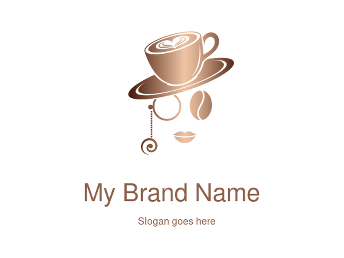 Coffee Cup Hat Woman Logo Design for Chic Coffee Shop and Lifestyle Brands